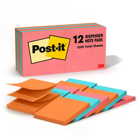 Post-it Dispenser Pop-up Notes, 3 in x 3 in, Poptimistic, 12 Pads