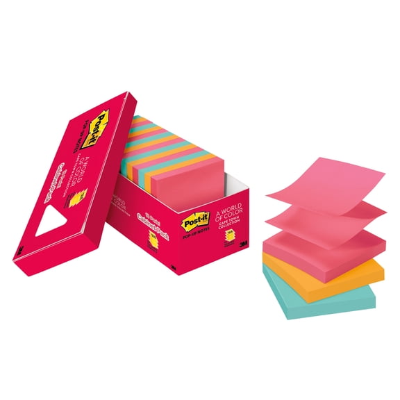 Post-it Dispenser Pop-up Notes R330-18CTCP, 3 in x 3 in (76 mm x 76 mm), Cape Town Collection, 18 Pads/Pack, 100 Sheets/Pad