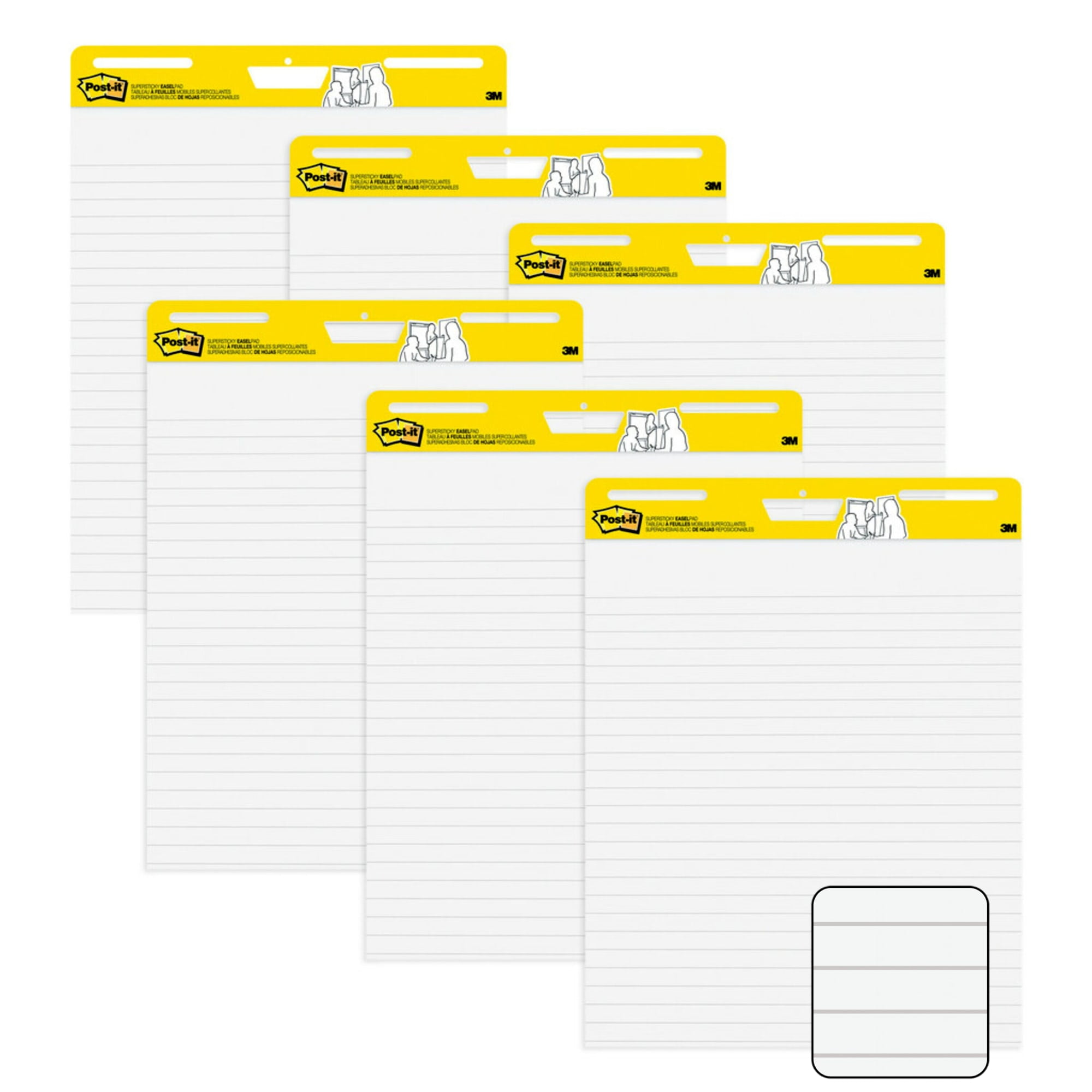 Large White Lined Self-Stick Easel Pads, 25" x 30", 6 Pack