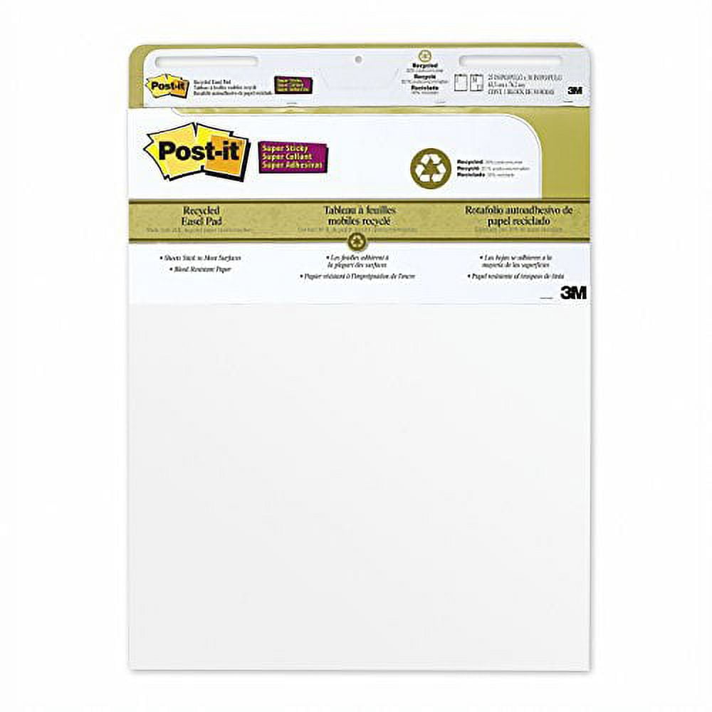 Post-it Easel Pads Super Sticky Self-stick Easel Pads, 25 X 30, White, 30 Sheets, 2/carton
