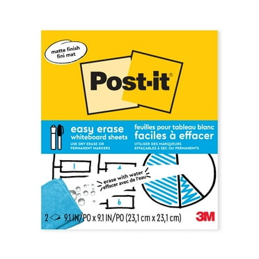Post-it Easy Erase Permanent Marker Whiteboard Surface, 9.1 in x 9.1 in, 1 Board