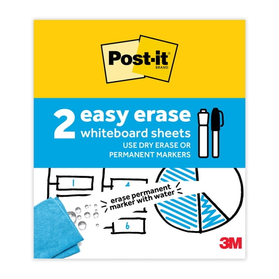 Post-it Easy Erase Permanent Marker Whiteboard Surface, 9.1 in x 9.1 in, 1 Board