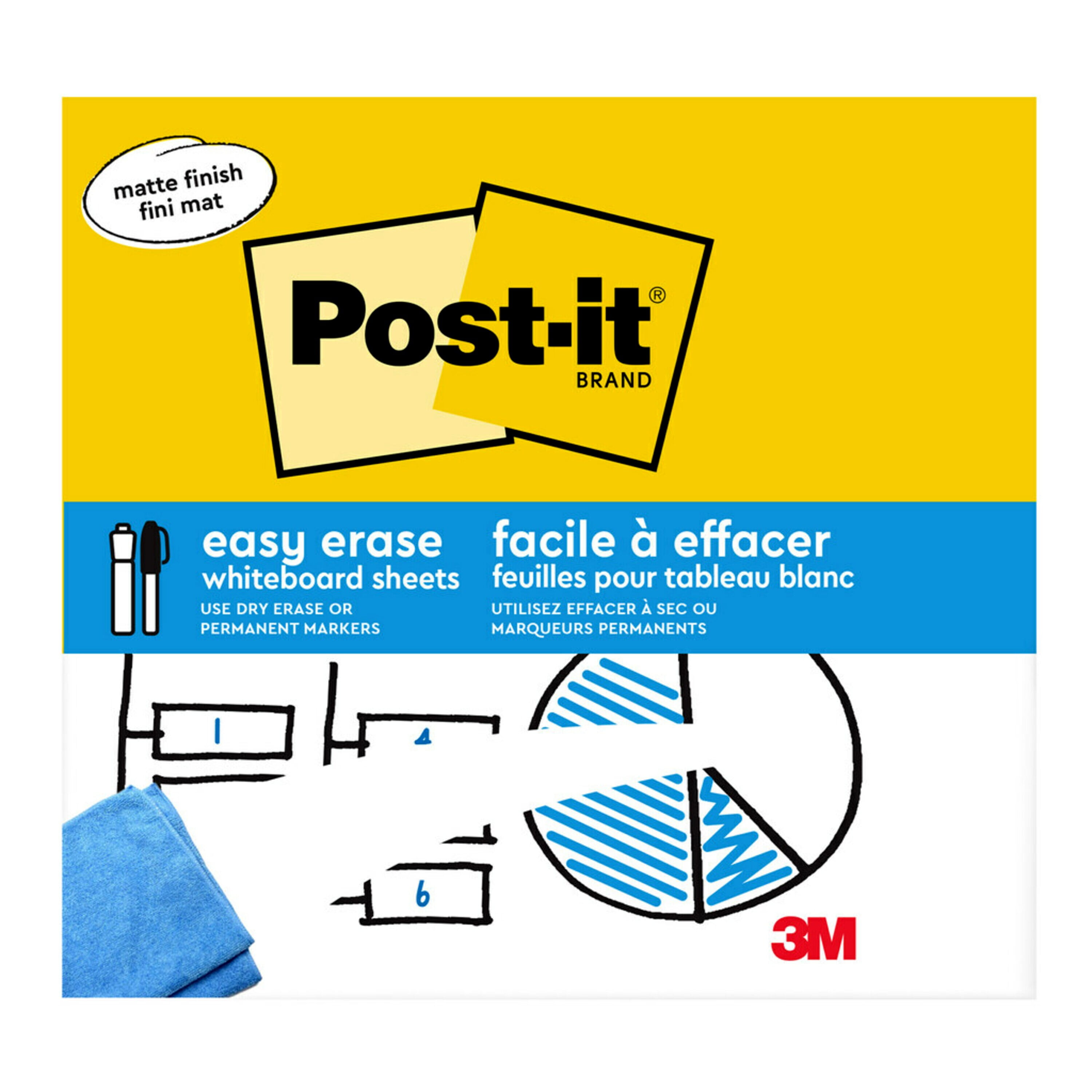 Postit® Easy Erase Permanent Marker Whiteboard Surface, 9.1 in x 9.1