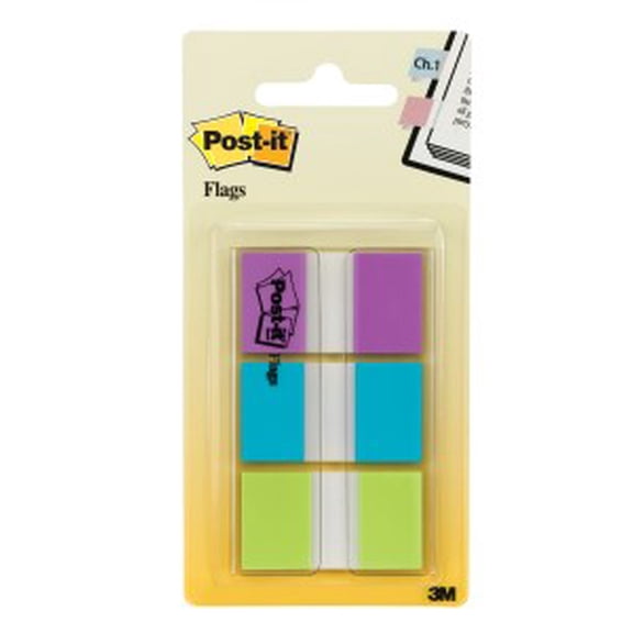 Post-it Flags 680-PBG, .94 in. x 1.7 in. (23.8 mm x 43.2 mm) Purple, Beige, Green 24 pk/cs