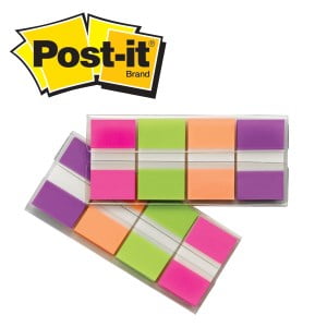 Post-it Flags 680-PGOP2, .94 in. x 1.7 in. (23.8 mm x 43.2 mm) Blue, Purple, Green, Orange 24 pk/cs