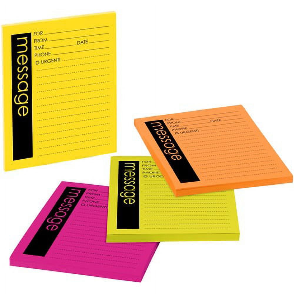 Post-it® Important Message Note - 50 Sheet(s) - 5" x 4" Sheet Size - Yellow, Pink, Orange, Green - Assorted Sheet(s) - 4 / Pack | Bundle of 10 Packs