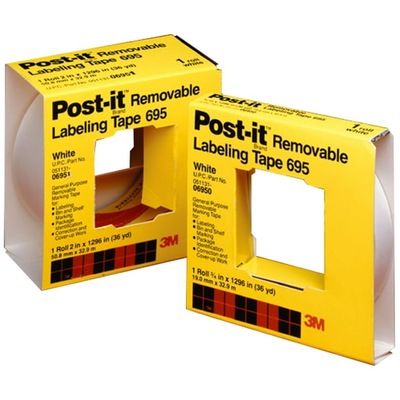 Post-it Labeling Tape 695, 2 Inches x 36 Yards, White, 2-PACK