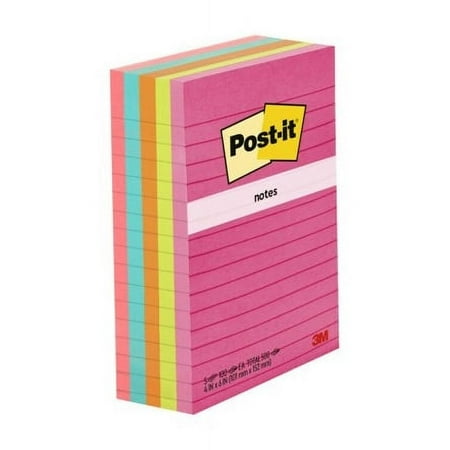 Post-it Lined Sticky Notes: 4 in. x 6 in. (Poptimistic Collection) 100-sheets per pad / 5-pack