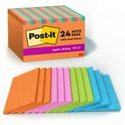 Post-it®, MMM66024SSAUCP, Super Sticky Notes - Energy Boost Color Collection, 24 / Pack, Vital Orange,Tropical Pink,Blue Paradise,Limeade