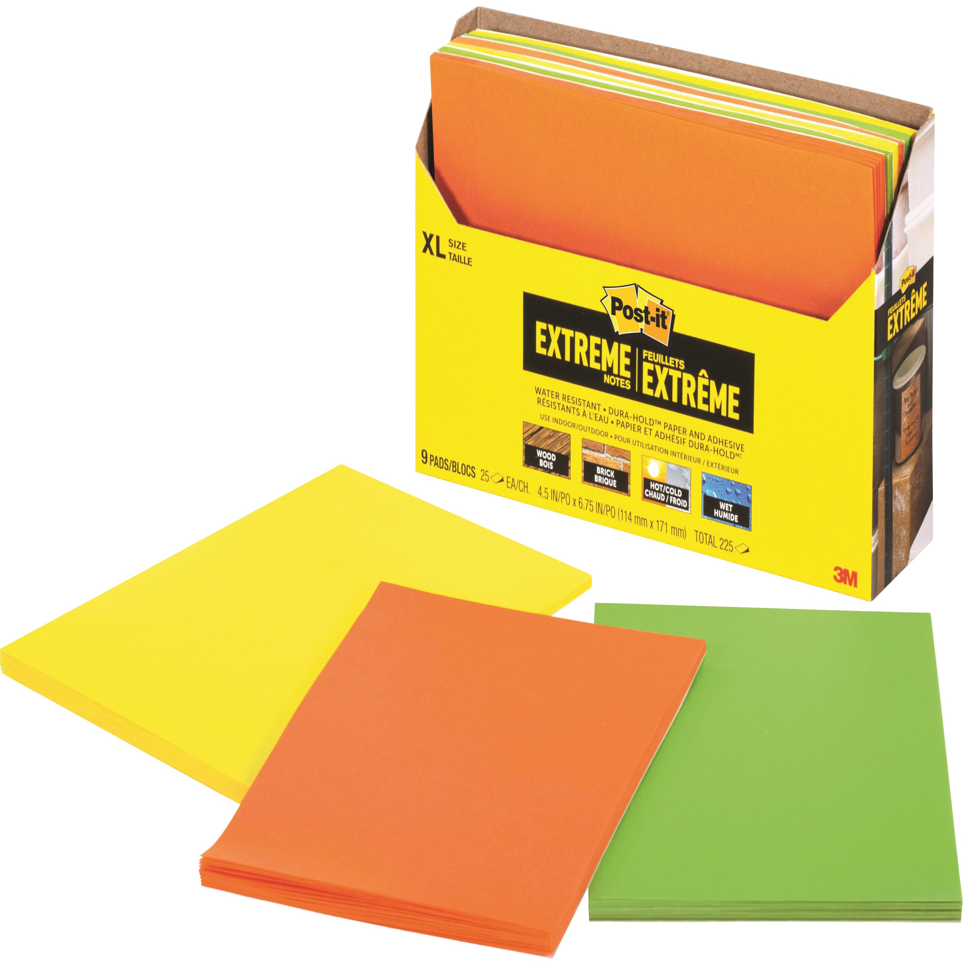 Post-it, MMMXT4569CT, XL Extreme Notes, 9 Per Pack, Multicolour