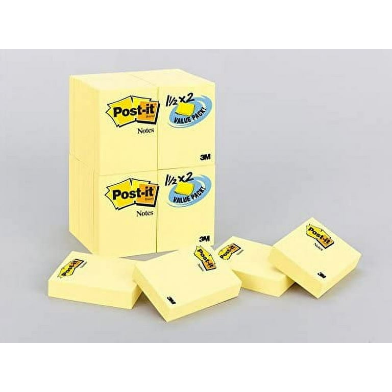 Post-it Mini Notes, 1.5 in x 2 in, 24 Pads, America's #1 Favorite Sticky Notes, Canary Yellow, Clean Removal, Recyclable (653-24vad)