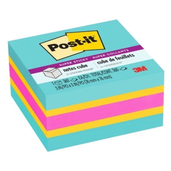 Post-it Multi-Colored Super Sticky Notes Cube