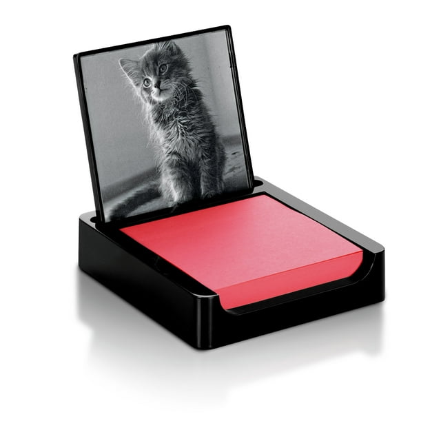 Postit Note Holder with Photo Frame, Black, Black