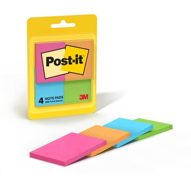 Post-it Notes, 1 3/8 in x 1 7/8 in, Poptimistic, 4 Pads