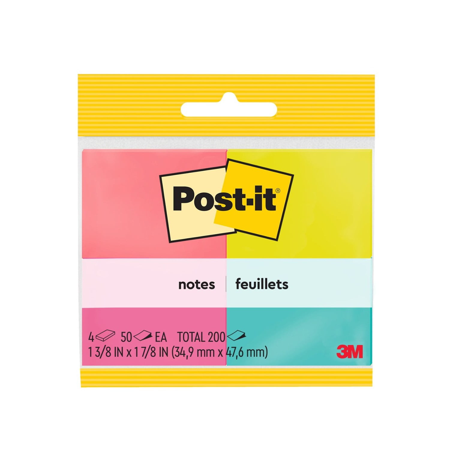 Post-it Notes, 1 3/8 In. X 1 7/8 In., Poptomistic Collection, 12 Pads