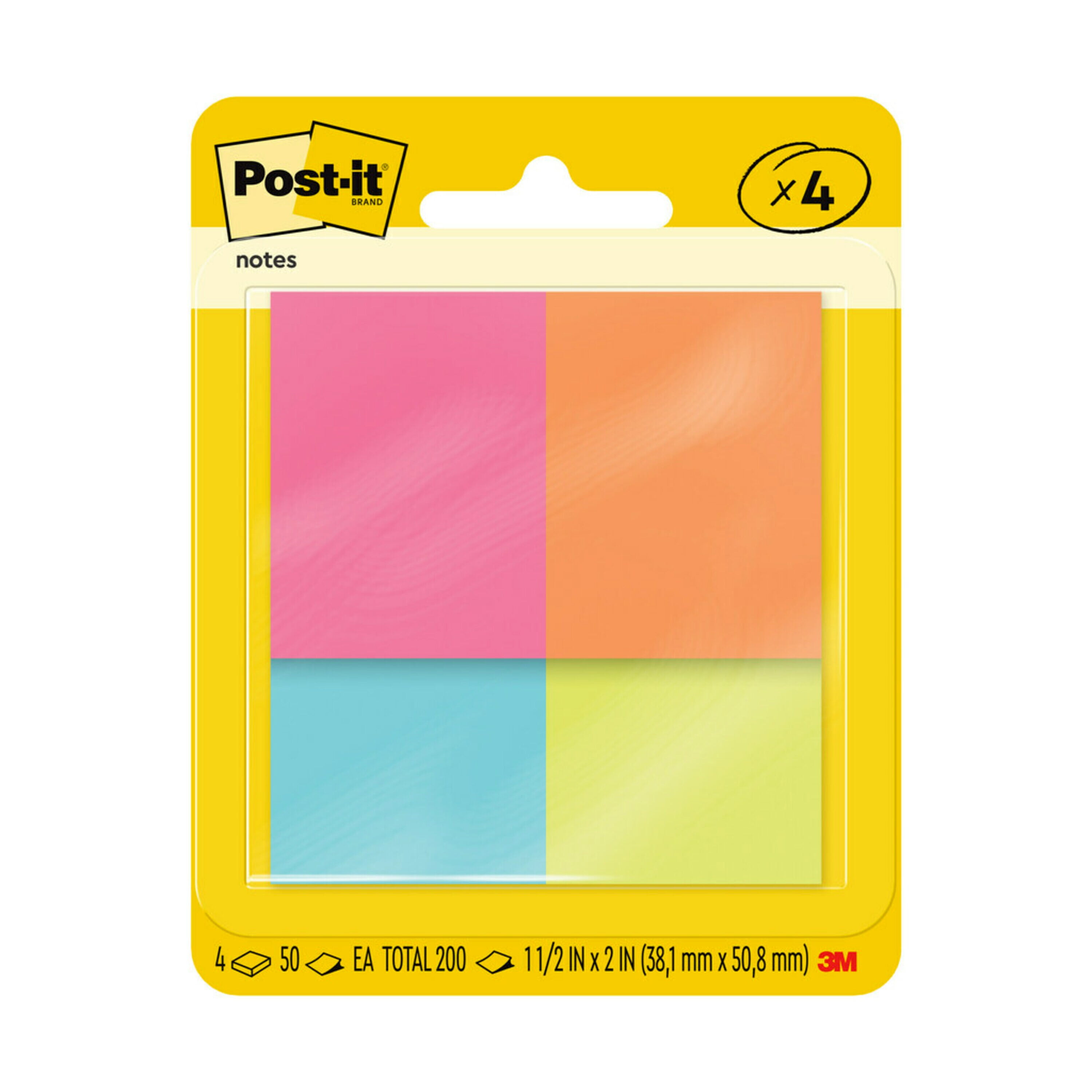 Postit® Notes, 1 3/8 in. x 1 7/8 in., Poptimistic Collection, 4 Pads