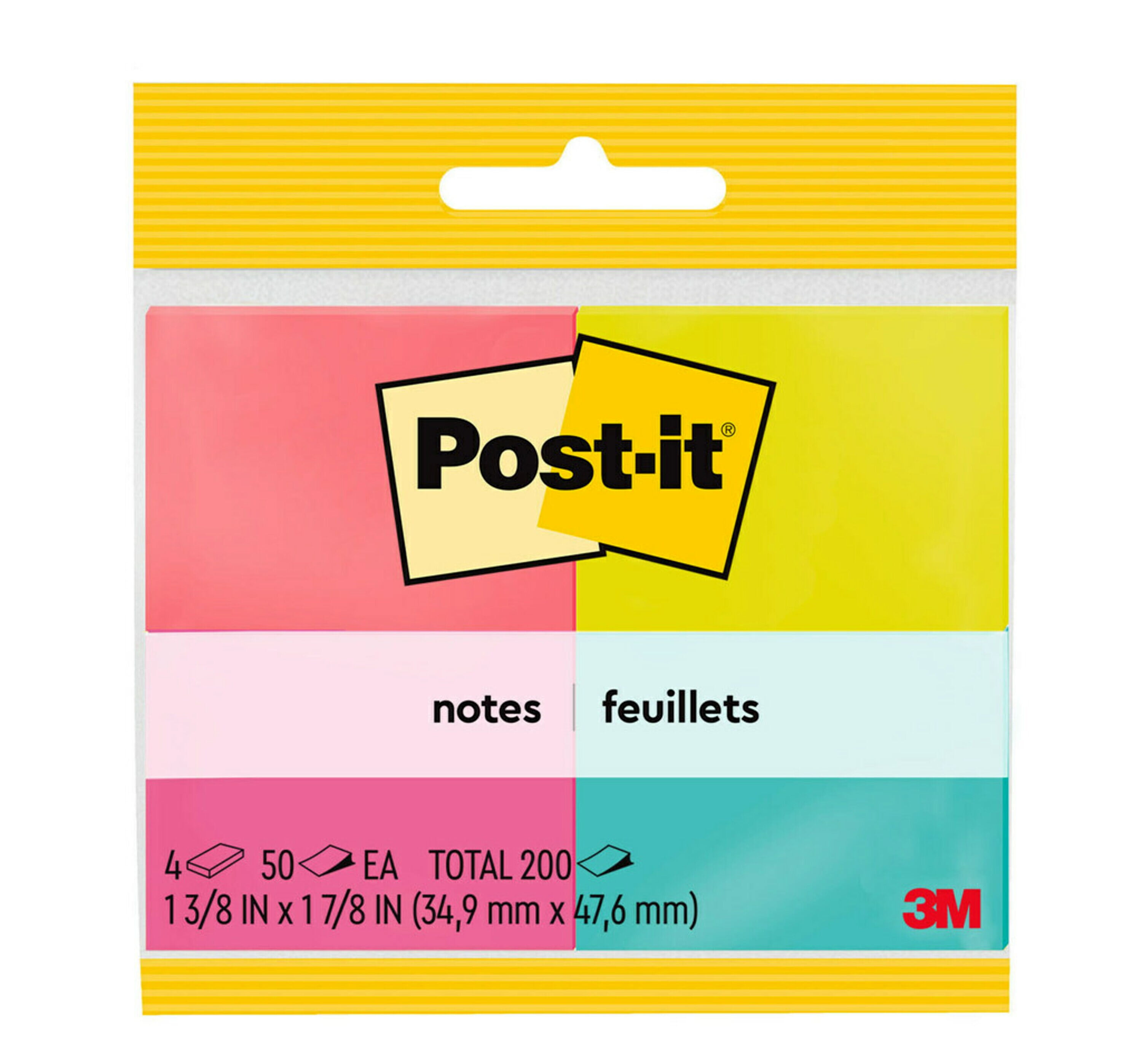 Postit® Notes, 1 3/8 in. x 1 7/8 in., Poptimistic Collection, 4 Pads