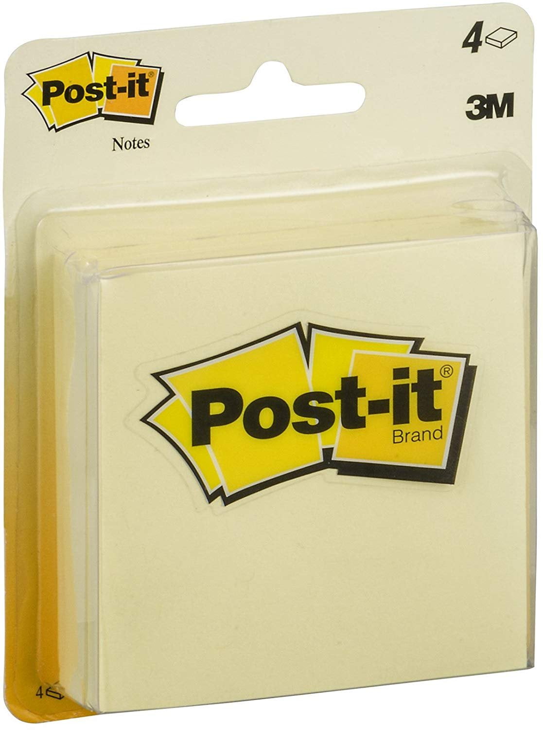 Postit Notes 2 7/8" x 2 7/8" Canary Yellow 4 Pads 4 pk (Pack of 6