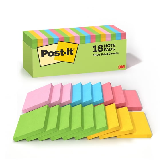Post-it Notes, 3 in x 3 in, Floral Fantasy, 18 Pads