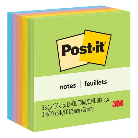 Post-it Notes, 3 in x 3 in, Floral Fantasy, 5 Pads