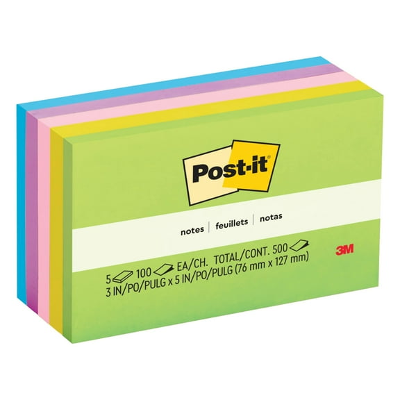 Post-it Notes, 3 in x 5 in, Floral Fantasy, 5 Pads