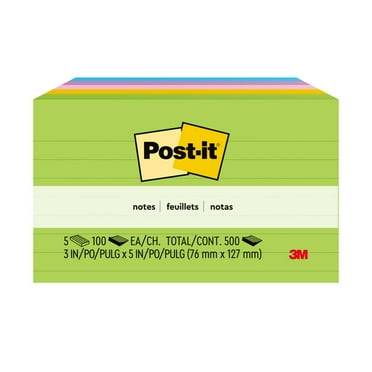 Post-it® Notes, 3 in. x 5 in., Floral Fantasy Collection, Lined, 5 Pads/Pack