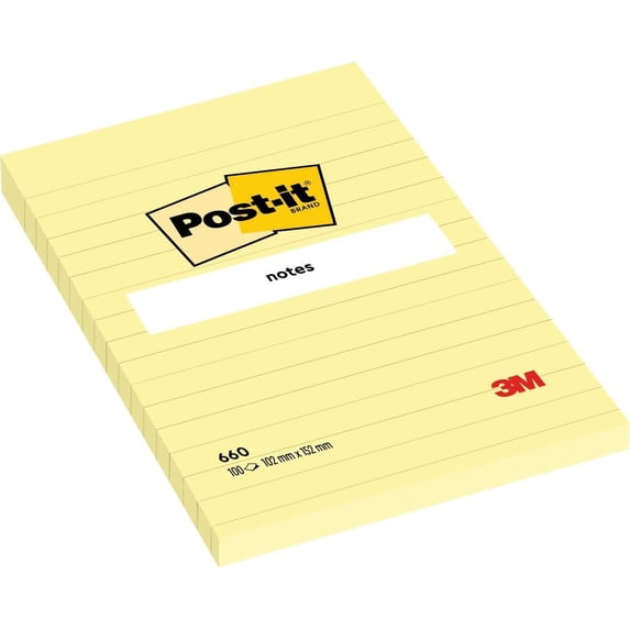 Post-it Notes 4 in x 6 in, 12 Pads, America's #1 Favorite Sticky Notes, Canary Yellow, Clean Removal, Recyclable 660
