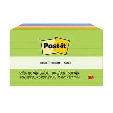 Post-it Notes 635-5AU, 3 in x 5 in (76 mm x 127 mm) Jaipur Colors Lined