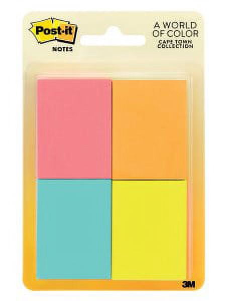 Post-it Notes 653-4AF, 1-3/8 in x 1-7/8 in (34,9 mm x 47,6 mm) Cape Town Collection