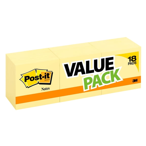 Post-it Notes 654-14+4YW, 3 in x 3 in Canary Yellow