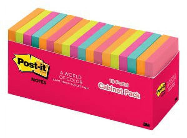 Post-it Notes 654-18CTCP, 3 in x 3 in (76 mm x 76 mm),Cabinet pack, Cape Town Collection, 18 Pads/Pack, 100 Sheets/Pad