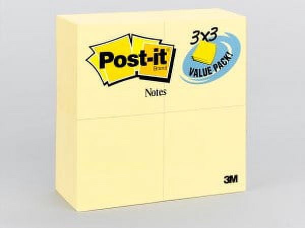 Post-it Notes 654-24VAD, 3 in x 3 in (76 mm x 76 mm) Canary Yellow