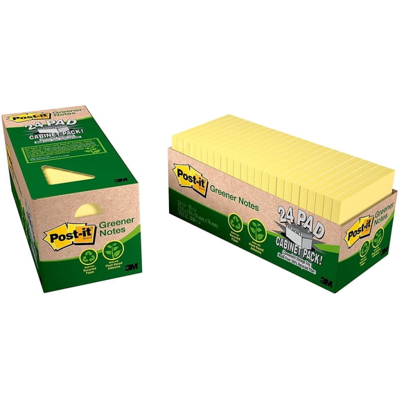 Post-it Notes 654R-24CP-CY, 3 in x 3 in Canary Yellow