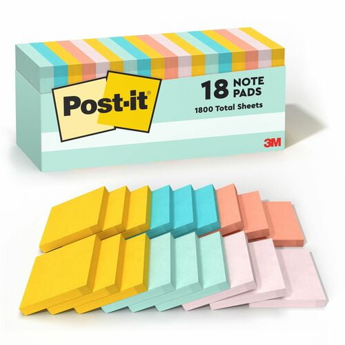 Post-it® Notes Cabinet Pack, 3" Flag/Note Width x 3" Flag/Note Length, Square, 100 Sheets per Pad, Unruled (65418APCP) | 2 Packs (36 Total)