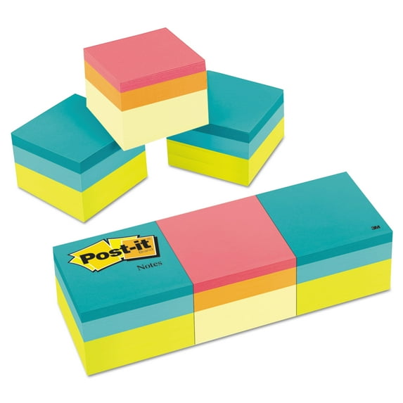 Post-it® Notes Cube, 1 7/8 in. x 1 7/8 in., Assorted Bright Colors, 400 Sheets/Cube, 3 Cubes/Pack