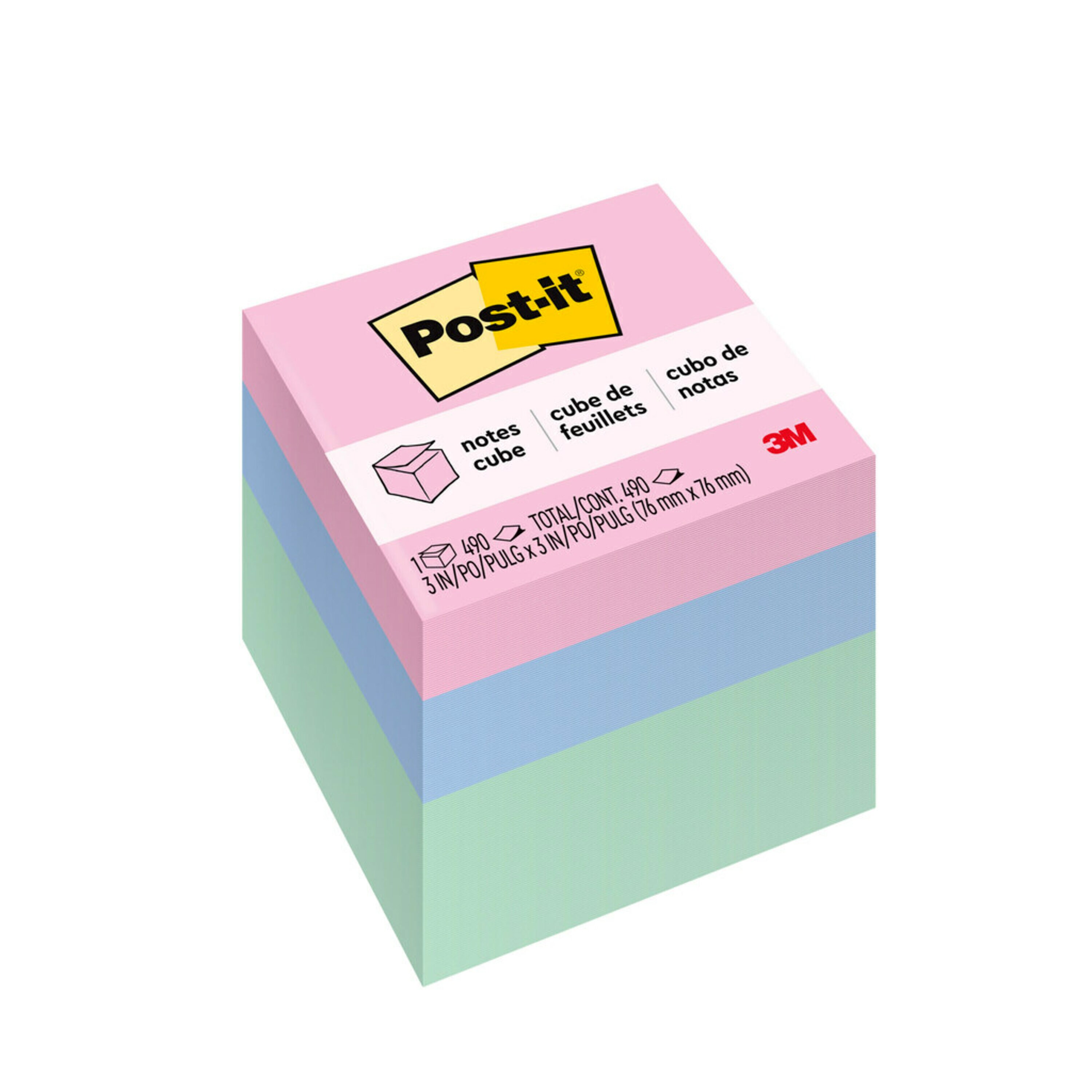 Post-it® Notes Cube, 3 in x 3 in, 490 sheets - image 1 of 9