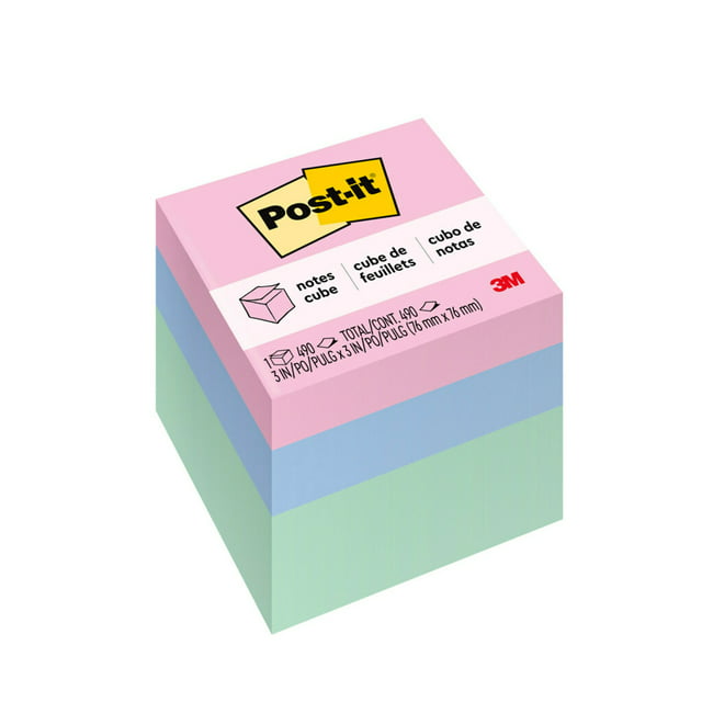 Post-it® Notes Cube, 3 in x 3 in, 490 sheets
