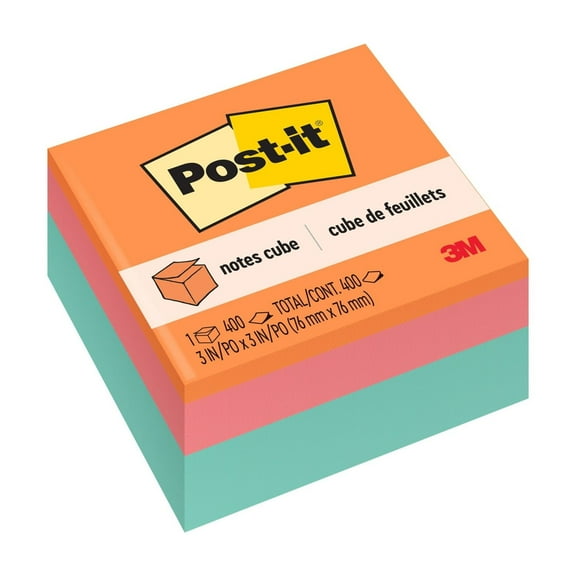 Post-it Notes Cube, 3 in x 3 in, Aqua Wave, 1 Cube
