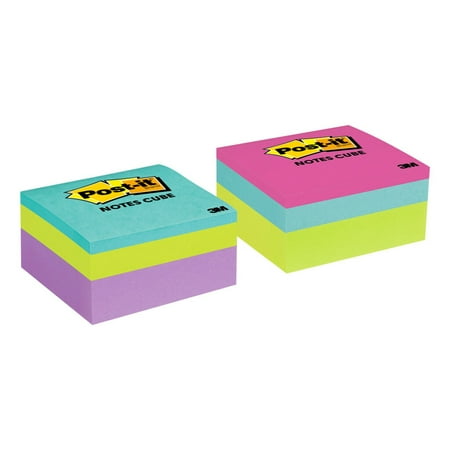 Post-it Notes Cube, 3" x 3", Bright Colors, 1 Cube