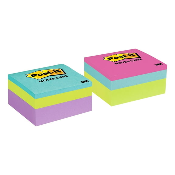 Post-it Notes Cube, 3 in. x 3 in., Bright Colors, 1 Cube