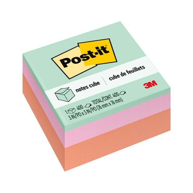 Post-it Notes Cube, 3 in x 3 in, Pastel Colors, 1 Cube - Walmart.com
