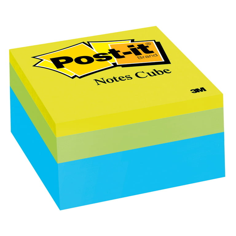 Post-it® Notes Cube, Blue and Green, 76 mm x 76 mm, 450 Sheets/Pad, 1  Pad/Pack