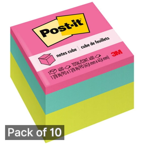 Post-it Notes Cube 400 Total Notes 1-7/8 x 1-7/8 (Pack of 10)