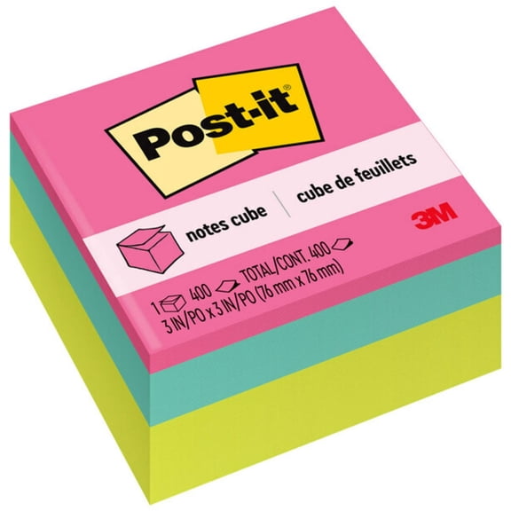 Post-it® Notes Cube, 400 Total Notes, 3" x 3", Bright Colors (Pack of 32)