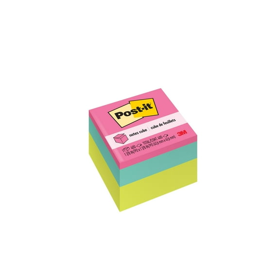 Post-it Notes Cube, Bright Colors, 1 7/8" x 1 7/8", 1 Cube