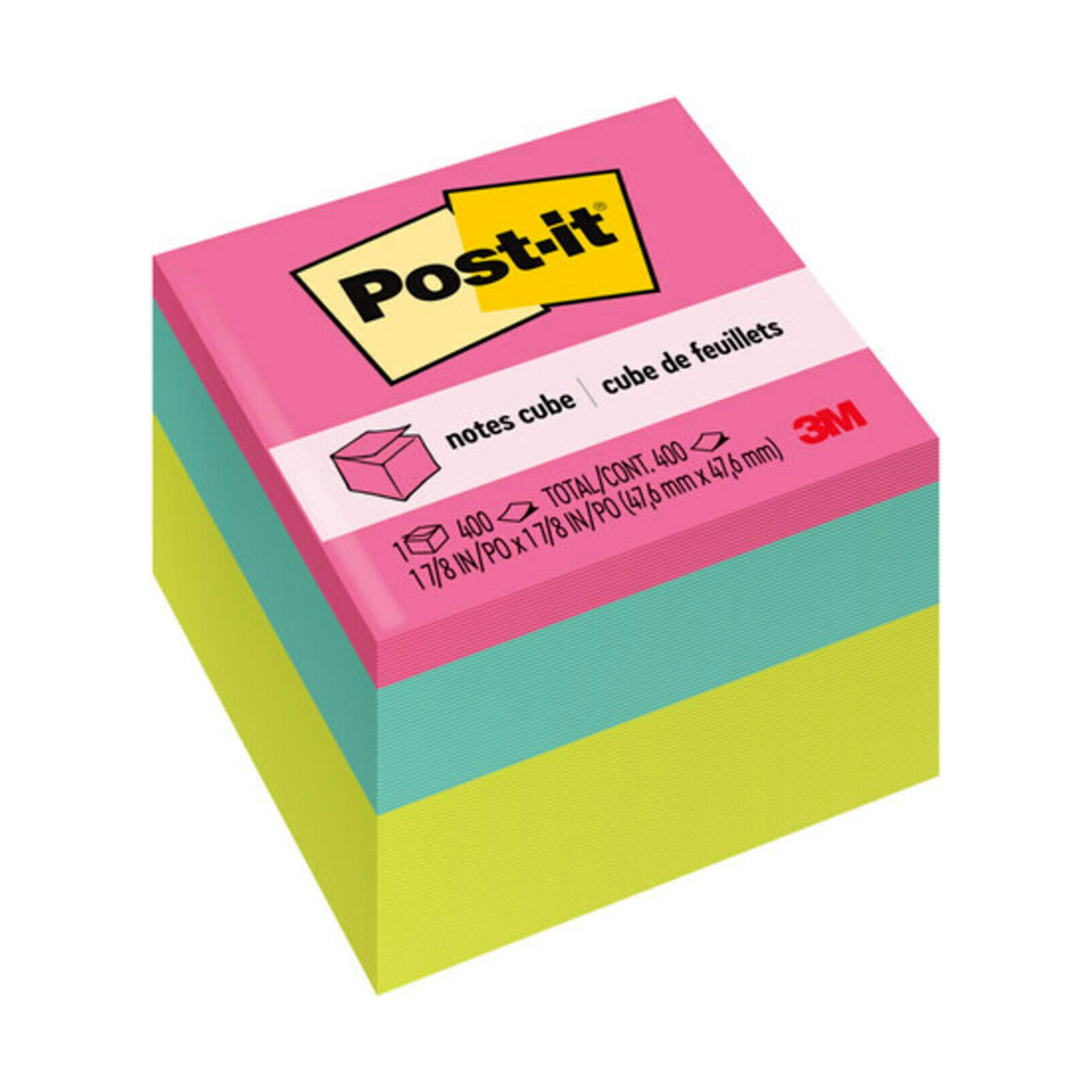 Postit Notes Cube, Bright Colors, 1 7/8 in x 1 7/8 in, 1 Cube