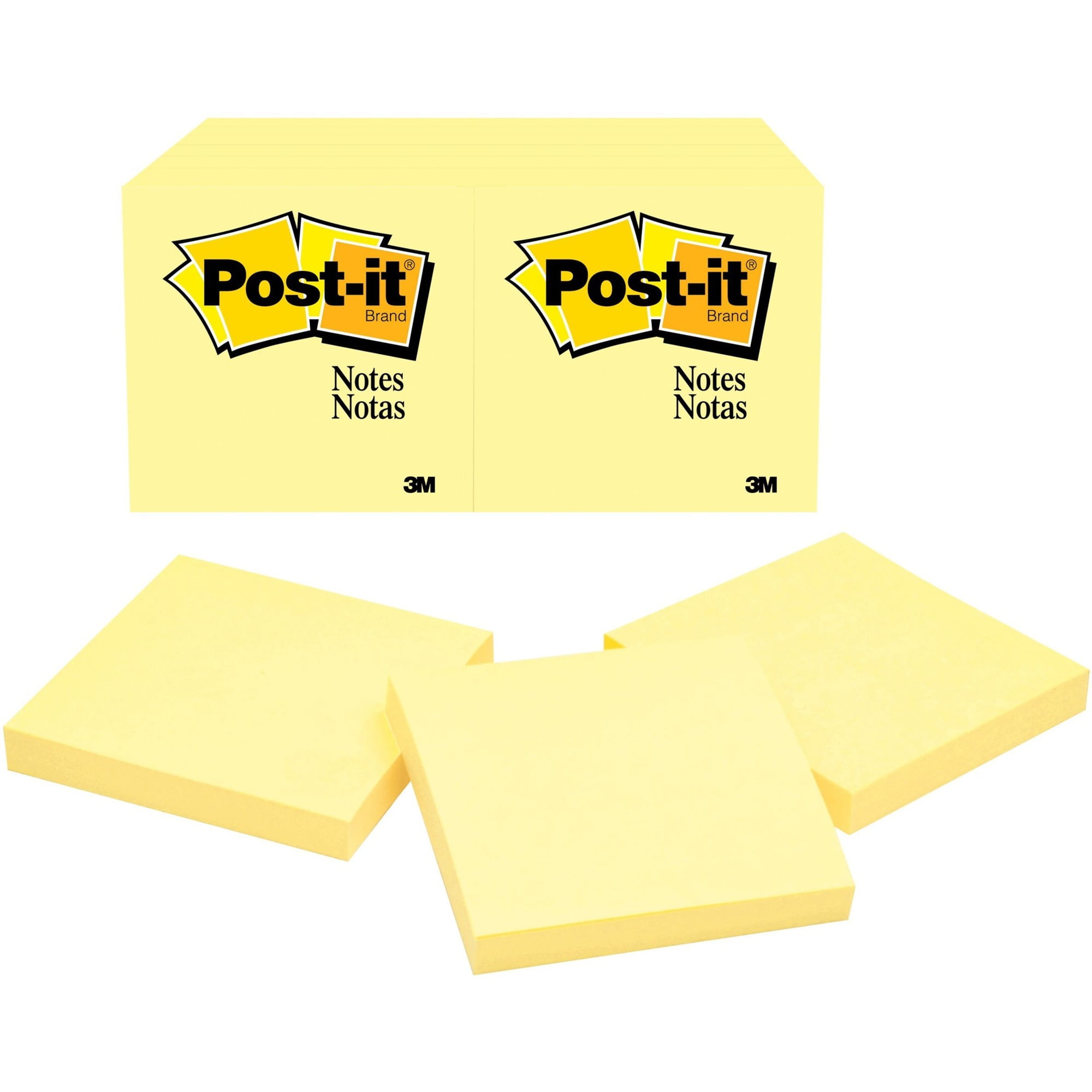 Post-it® Notes Original Notepads - 100 - 3" X 3" - 100 Sheets Per Pad - Removable - 24 / Bundle