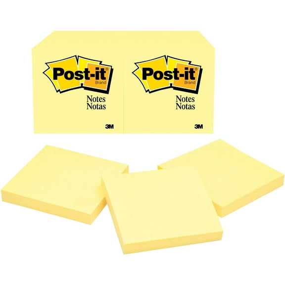 Post-it Notes Original Notepads - 100 - 3" X 3" - 100 Sheets Per Pad - Removable - 24 / Bundle