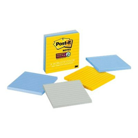 3M 6754SSNY Colors of the World New York Notes, 4 x 4, Assorted, 4 90-Sheet Pads/Pack