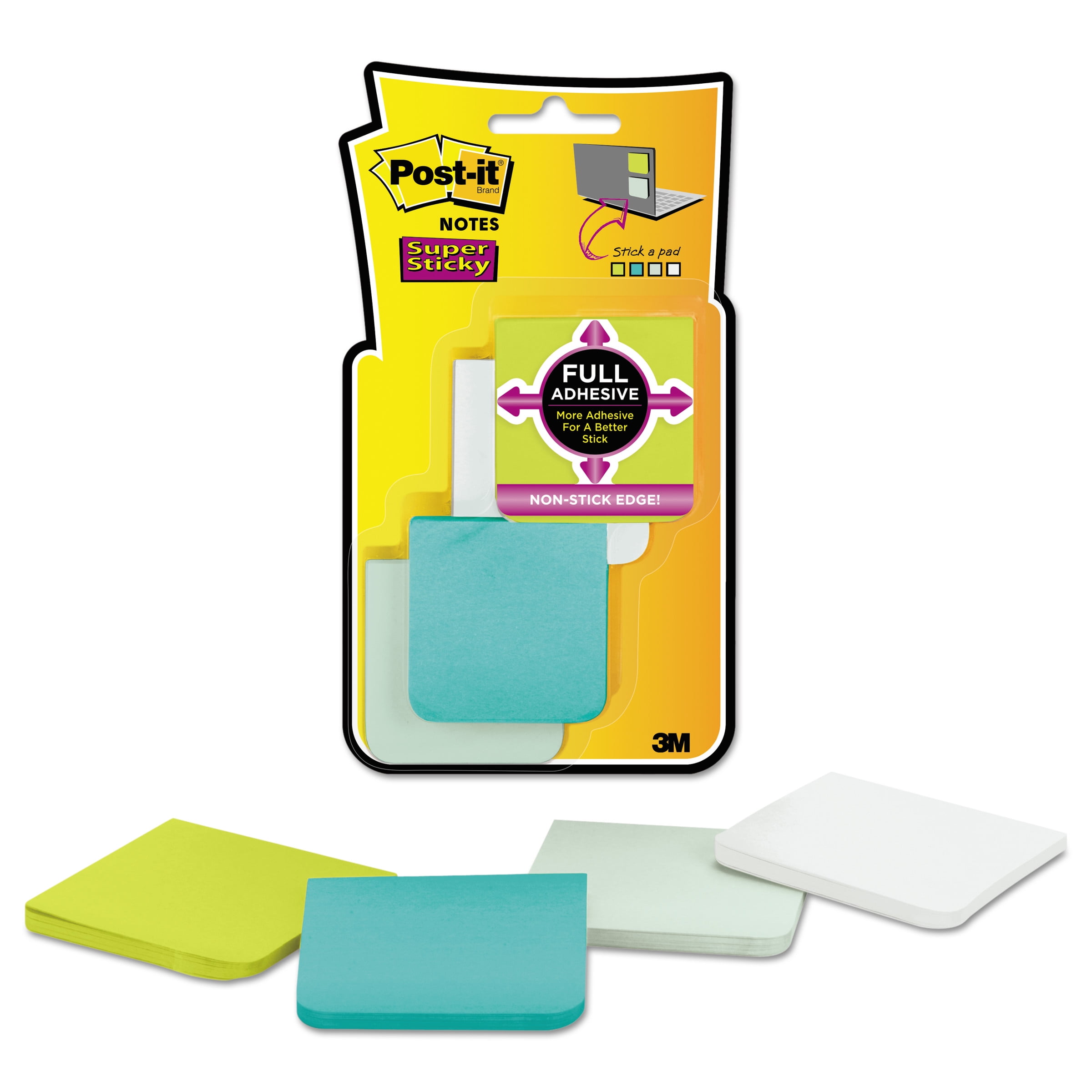 Postit Notes Super Sticky Full Stick Notes, 2 x 2, Assorted Bora Bora